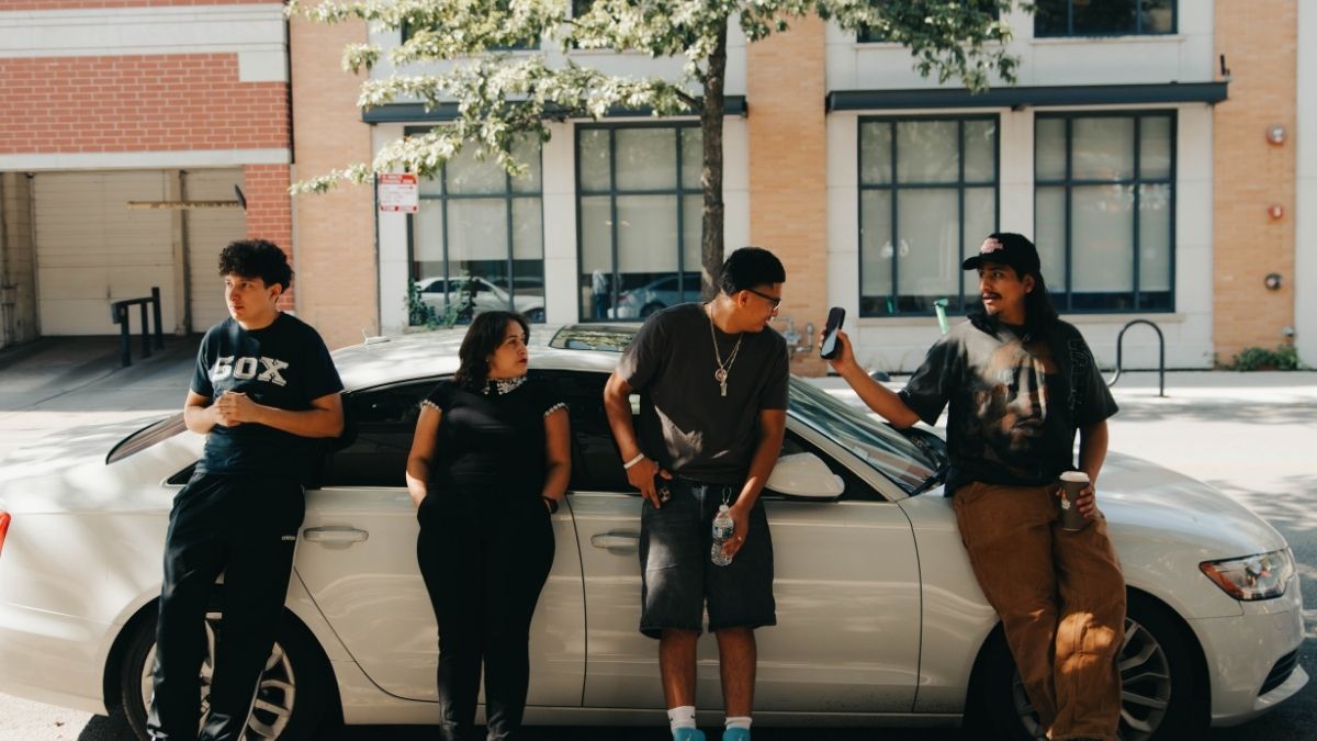 Man styling hair at home